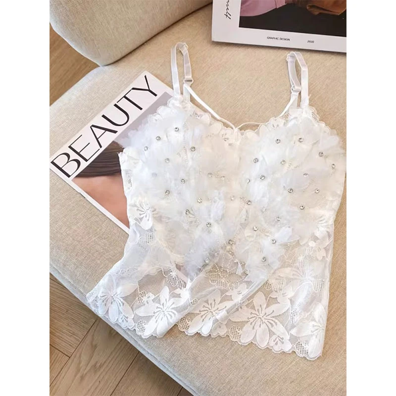 运补~法式重工钉珠背心吊带女2025夏季设计感小众别致绝美小上衣