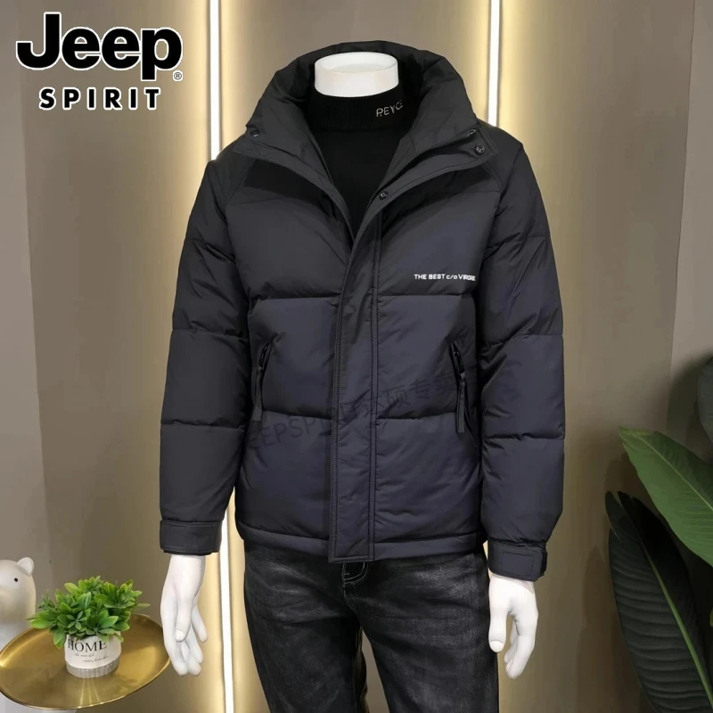 JEEPSPIRIT吉普时尚男士厚款保暖御寒夹克羽绒服冬季立领男装外套