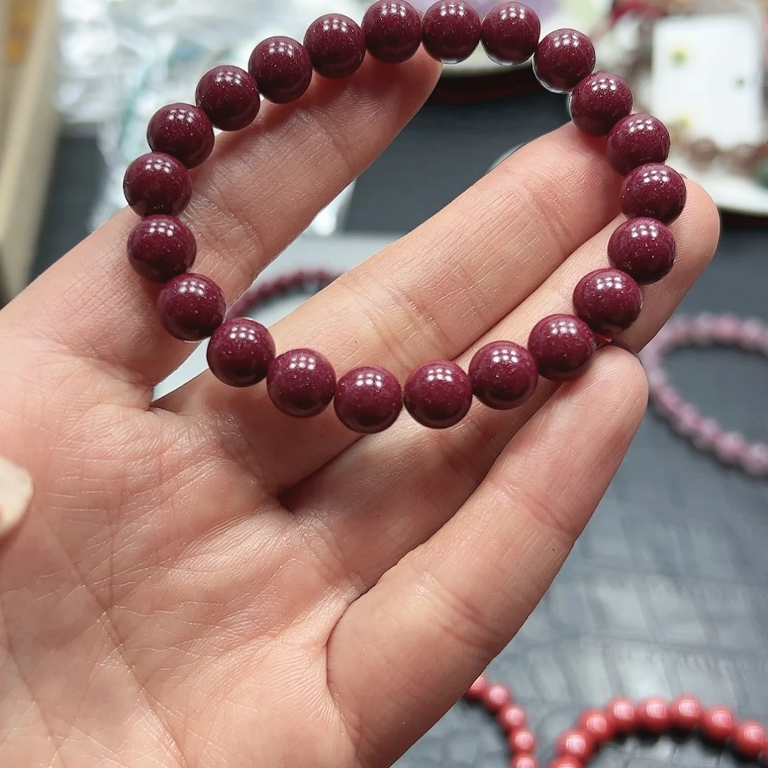 烟晶手链22K金镶嵌8毫米紫金沙