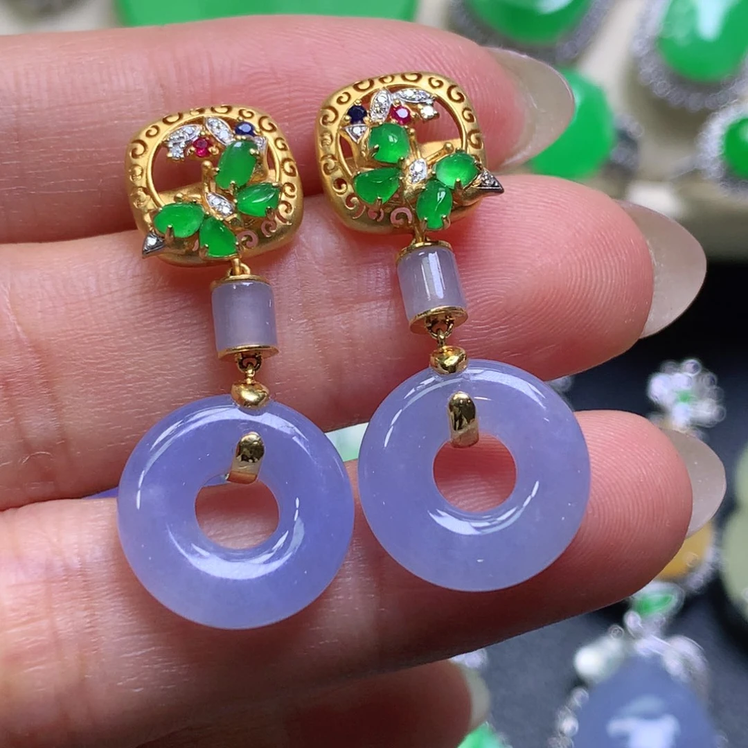 18K金镶嵌翡翠耳饰翡翠