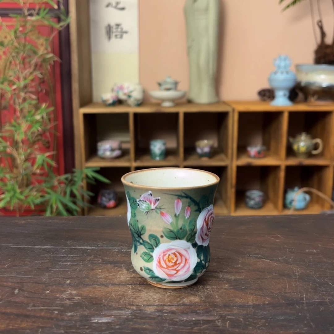 杯柴烧手工手绘陶瓷