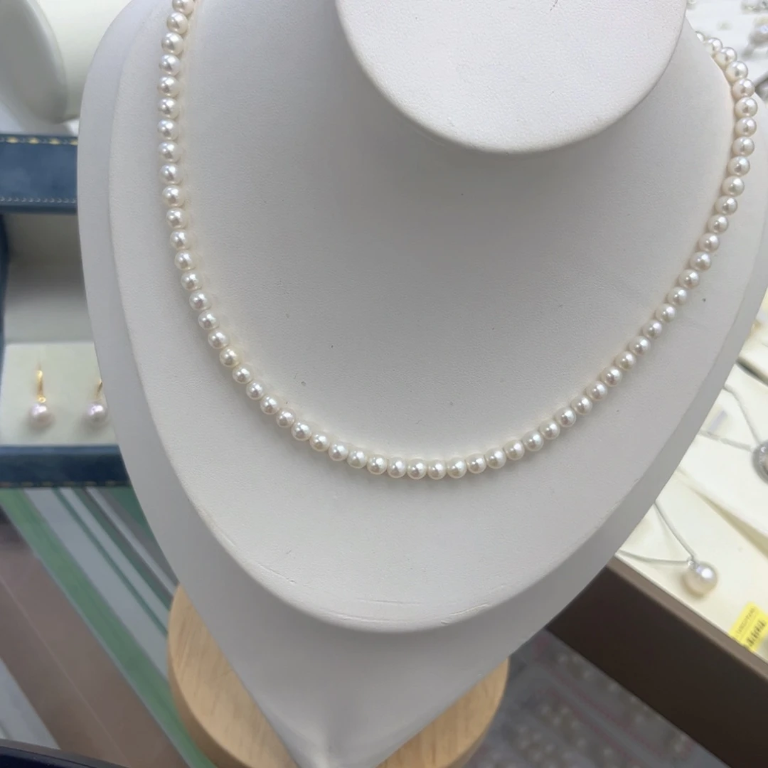淡水珍珠银S925镶嵌项链4-5点位淡水珍珠项链