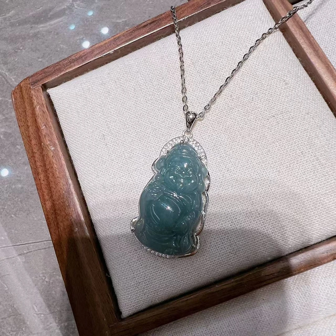 坠链均925银 旺莱 897 油青色财神爷微镶满钻招米项链 凤梨严选