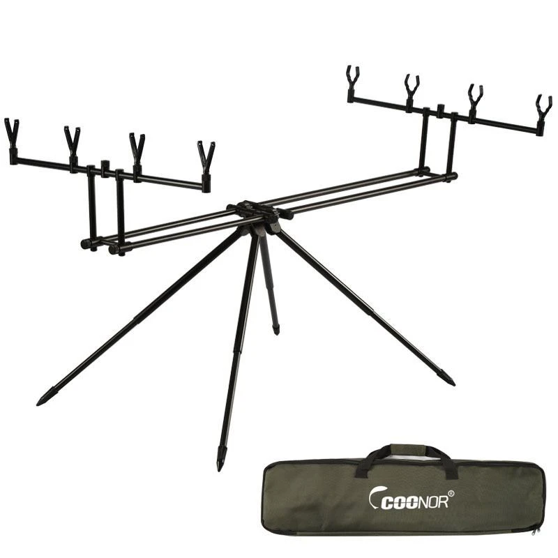 酷诺全金属库钓支架英制M3/8螺纹三头四头通用欧式海杆报警器支架