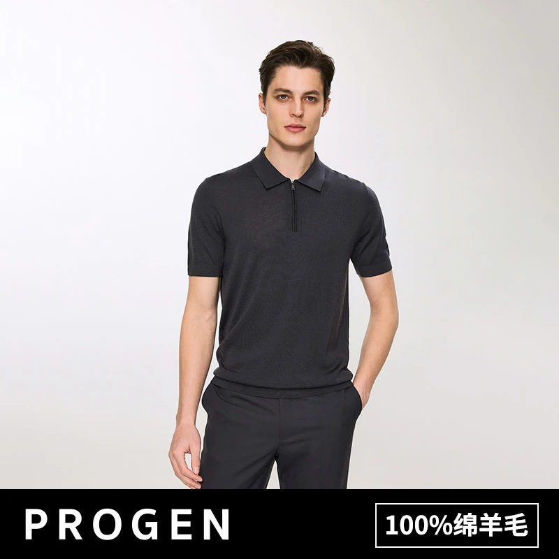 【100绵羊毛POLO衫】培罗成PROGEN/25夏上新男士商务透气柔软绵羊毛