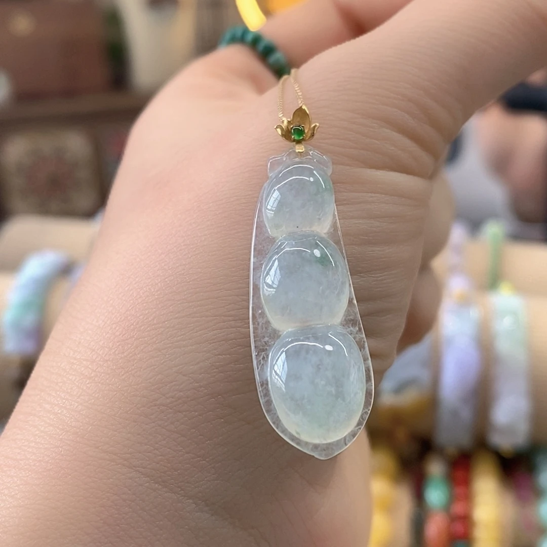 翡翠18K金镶嵌挂件翡翠挂件