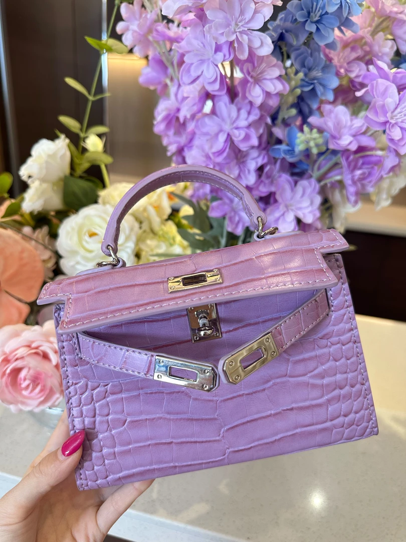 【好物分享】高级感斜挎包粉紫色19cm凯莉包包女士手提包包2025新款