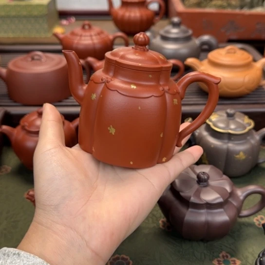 紫砂茶壶如意宫灯洒金