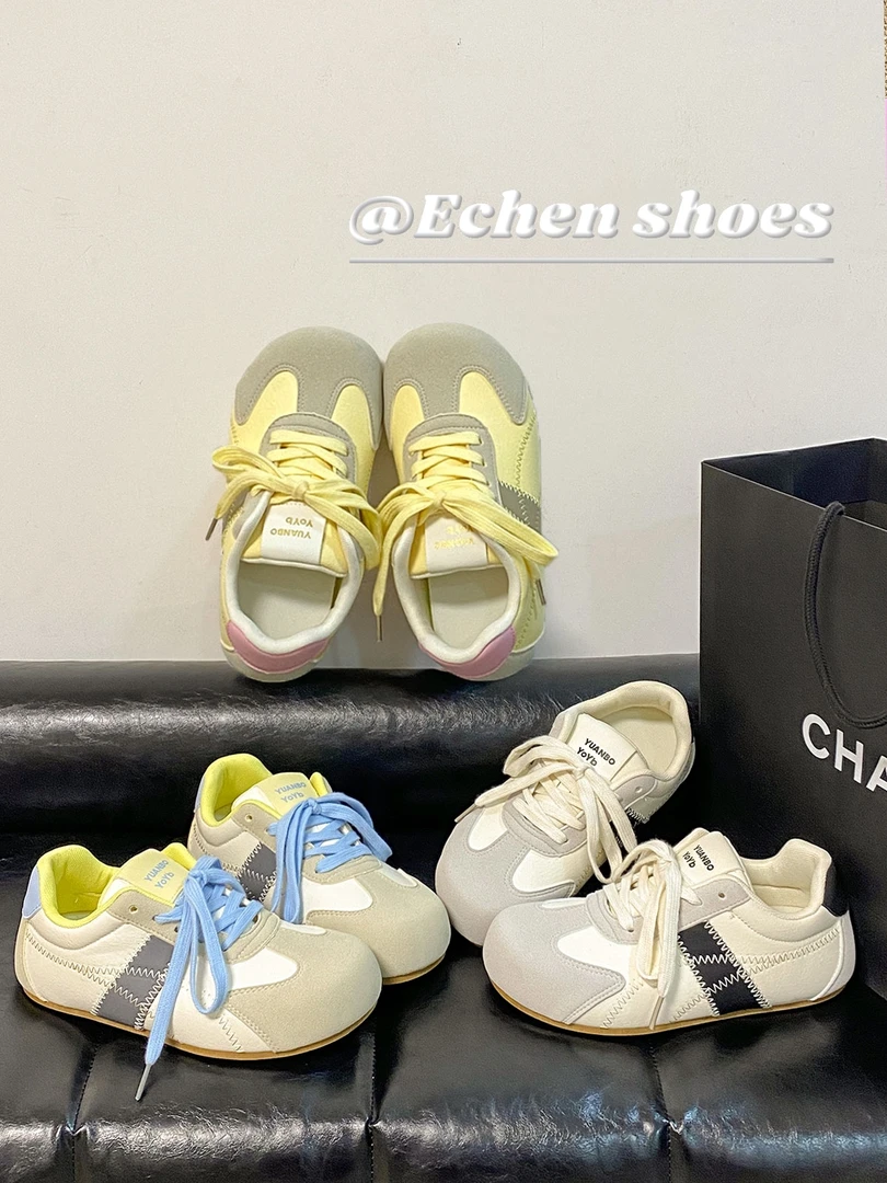 高级感小众设计厚底小白鞋女韩系百搭丑萌芒果头德训鞋大头鞋板鞋