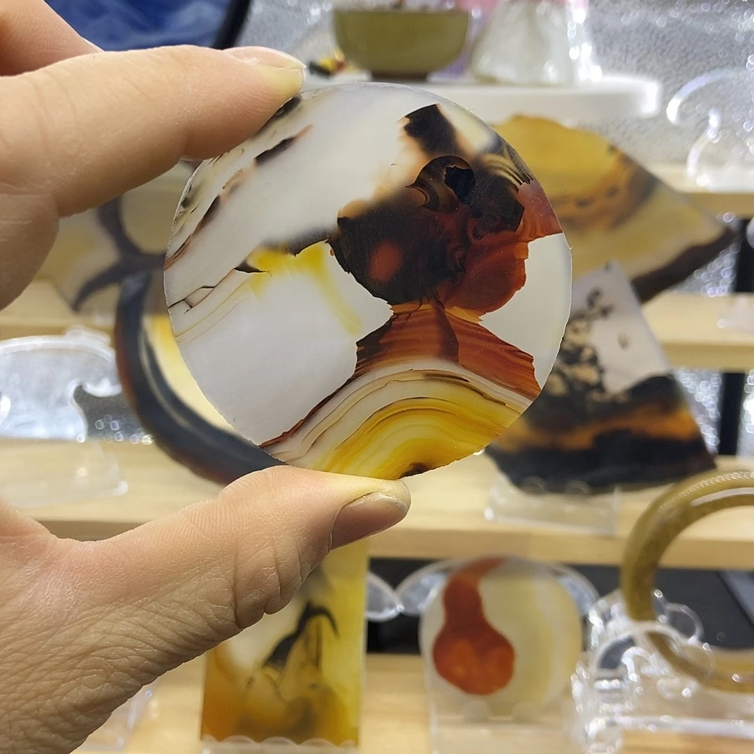 定制玛瑙巴玉玛瑙象形花牌