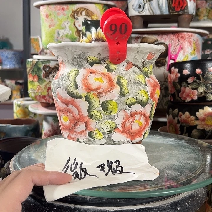 景德镇手绘花盆满38包邮