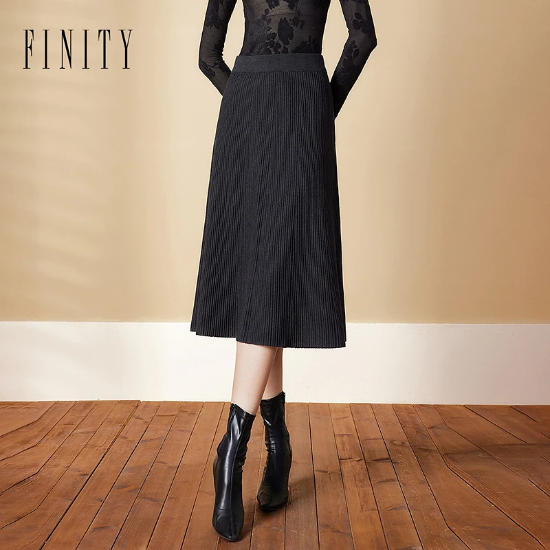 【立子专属】FINITY 新款半身裙显瘦气质时尚高腰中长款 F21X9A25Q2