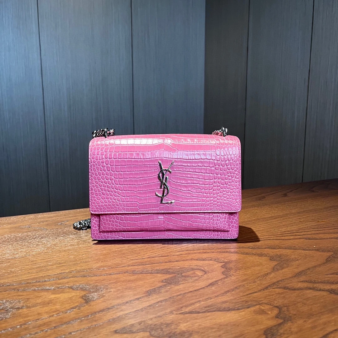 99新 YSL/圣罗兰 YSL圣罗兰 鳄鱼纹日落包 尺寸22x15