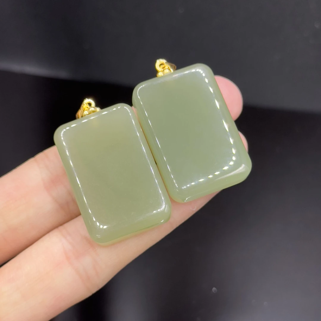 s925银和田玉无事牌吊坠赠链G2【多样性发其一】约30-20-7mm