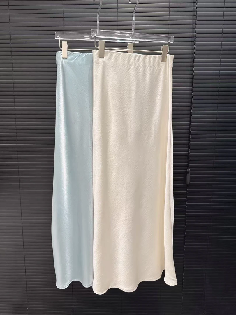 【时尚百搭】2025春夏新款气质显瘦包臀a字缎面鱼尾半身裙