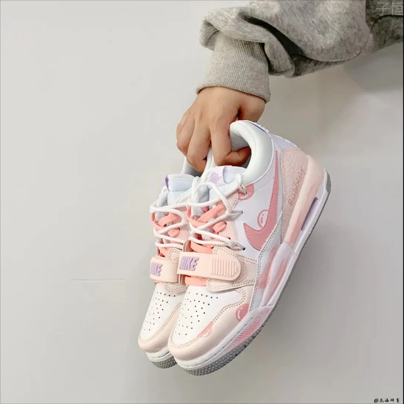 球鞋定制312粉红泡泡多巴胺低帮复古女款篮球鞋