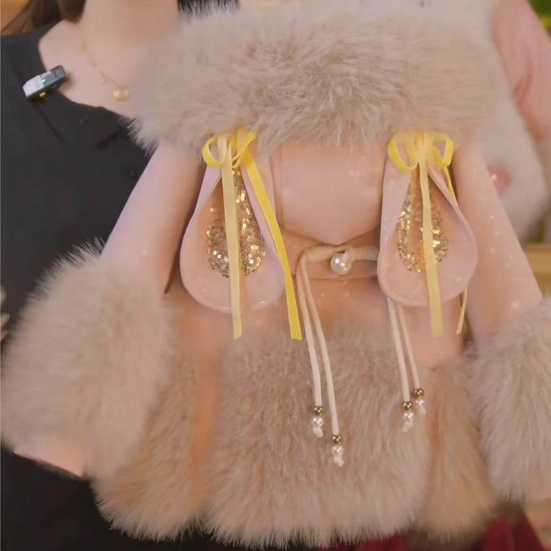 海宁2【玉兔仙子-粉色】2025新款冬款女童洋气时尚加厚外套2