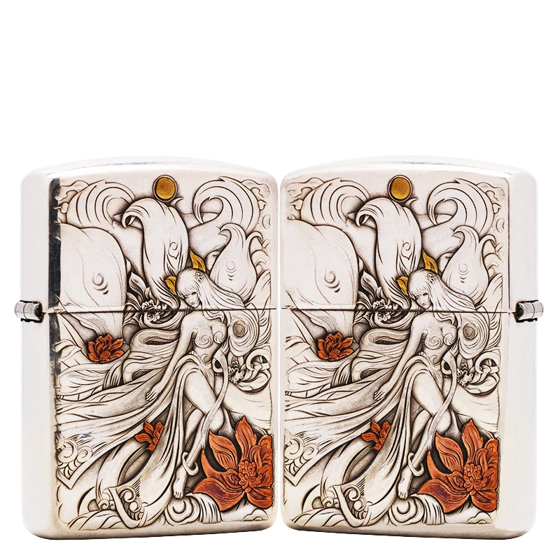 ZIPPO/之宝S925银盔甲【一代九尾狐】正品煤油打火机 KF-DF