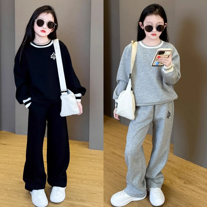 女童春秋休闲套装2025洋气宽松卫衣休闲运动裤子两件套网红大童装