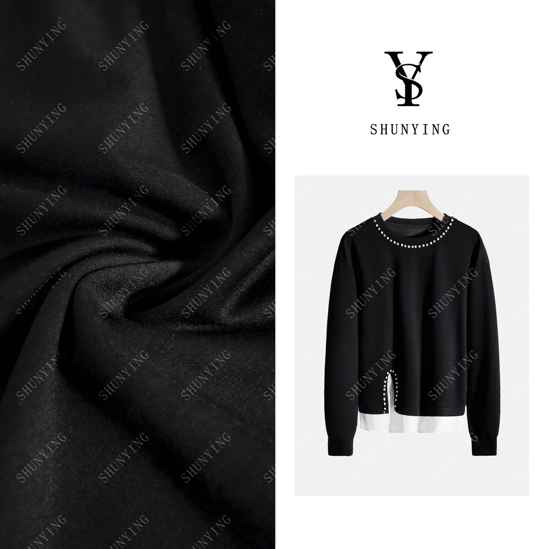 【仟娜】时髦洋气~时尚钉珠设计感百搭休闲假两件卫衣SY66WY6802