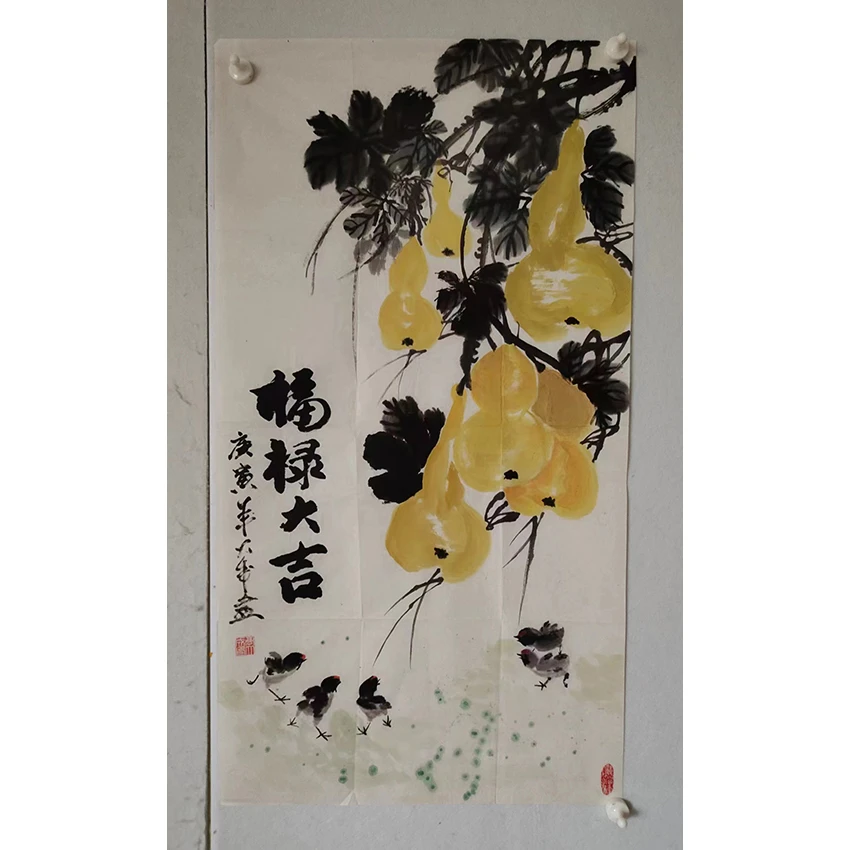 2650  纯手绘老字画《福禄大吉》中堂  尺寸 100×53