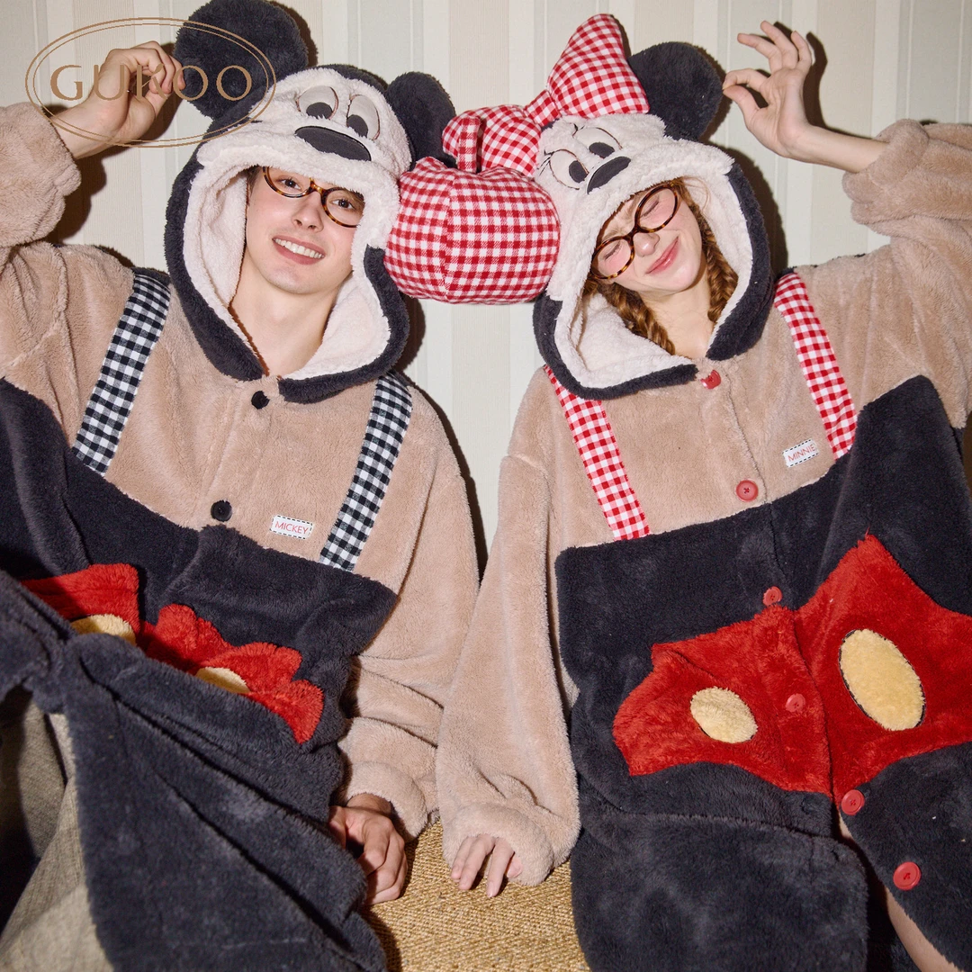 【Gukoo果壳】情侣睡袍迪士尼系列冬季加绒加厚卡通可外穿连帽睡衣