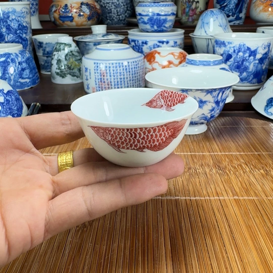 枫***速瓷片当代景德镇陶瓷手绘茶具