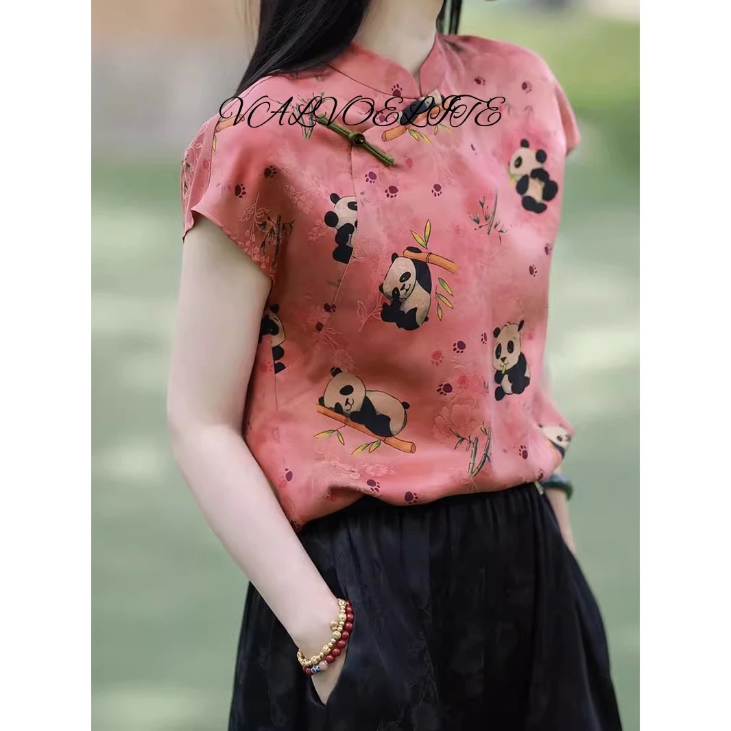 2025年夏新款新中式国风盘扣印花衬衫女设计感小众别致绝美上衣