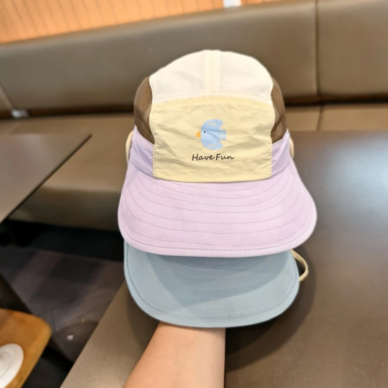 宝宝帽子夏季薄款网眼婴幼儿鸭舌帽遮阳披肩帽可爱小童太阳帽