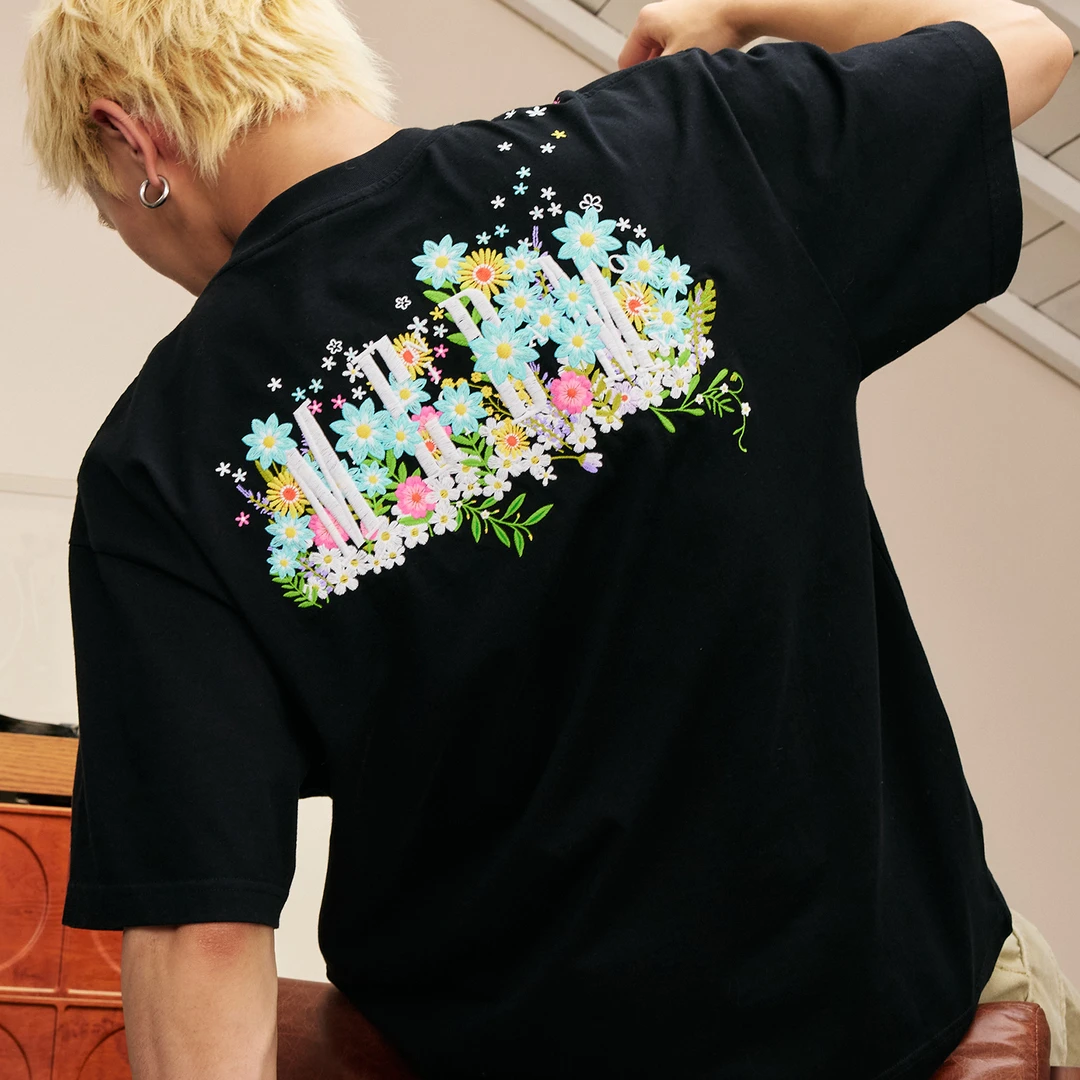 MEDM25SS花卉boxT恤女美式复古休闲短袖男潮牌宽松五分袖情侣上衣