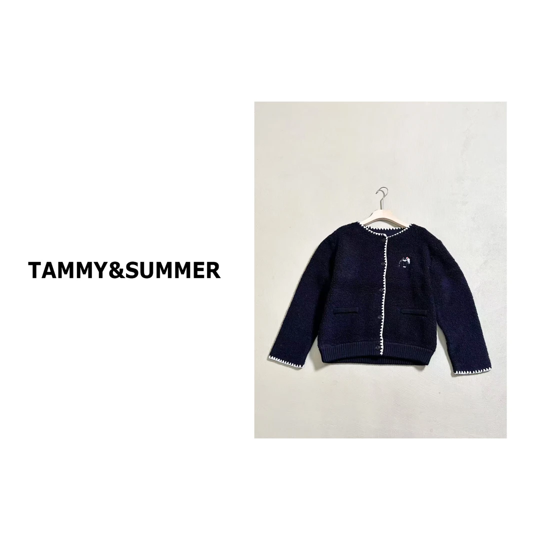【Tammy&Summer】100%羊毛高级感撞色单排扣圆领时尚针织外套752178