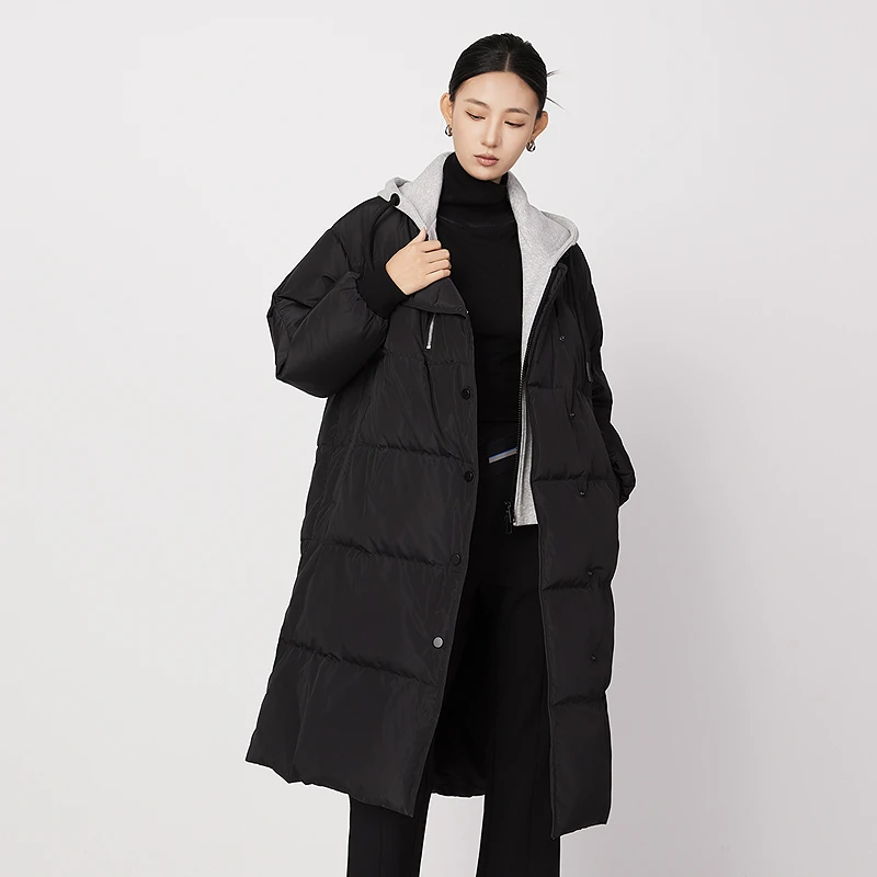 荷比俪冬连帽假两件羽绒服HAE40560009