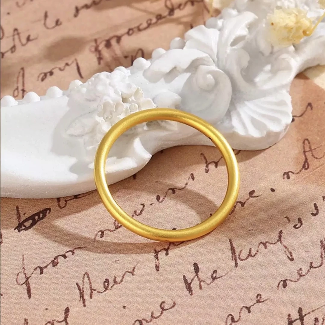 【旺旺金选】 足金999 古法磨砂素两戴款戒