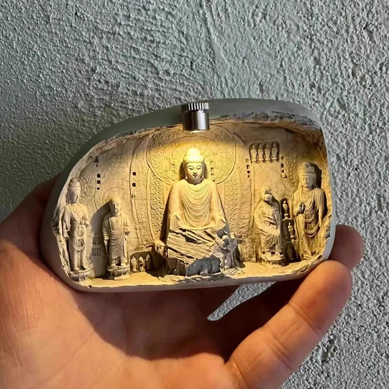 河南洛阳文创龙门石窟冰箱贴可发光佛像立体浮雕博物馆旅游纪念品