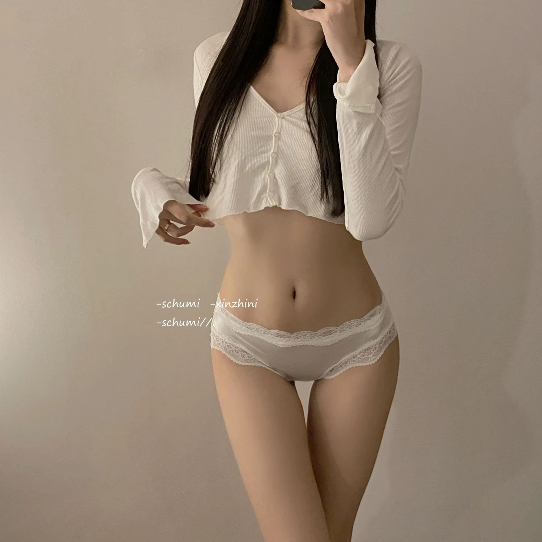 心动沦陷~新款缎面蕾丝内裤女纯欲镂空纯棉裆低腰性感女士三角裤