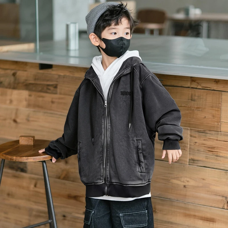 童装男童外套2025秋装新款儿童拉链衫帽衫中大童卫衣