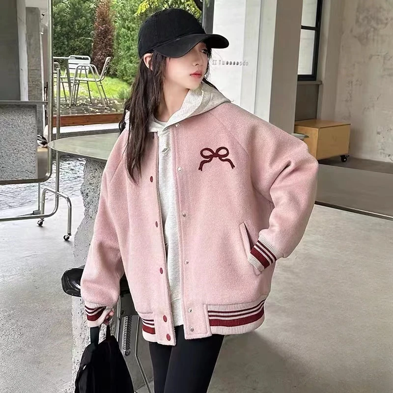 【米果妈】女童2025秋冬新款韩版夹棉加厚棒球服外套B4779