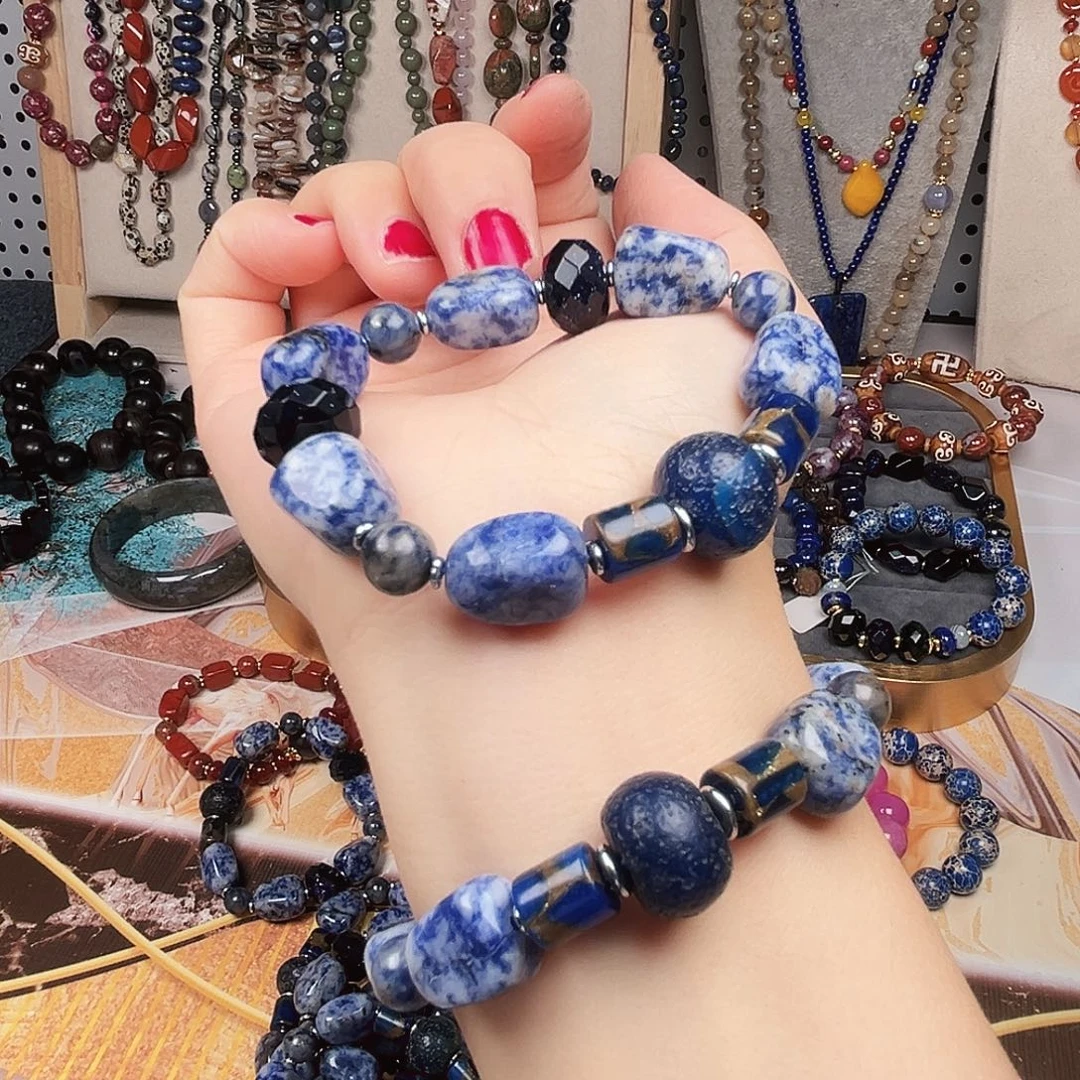 玛瑙/玉髓合金手链蓝纹