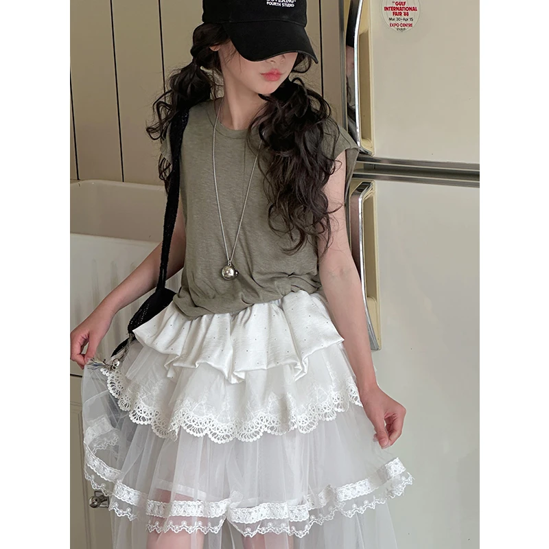 K28232扭结女童短袖T恤2025夏装新款儿童上衣女大童春夏打底休闲t