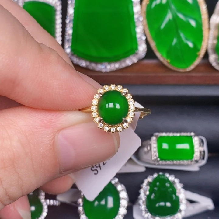 翡翠戒指银S925镶嵌