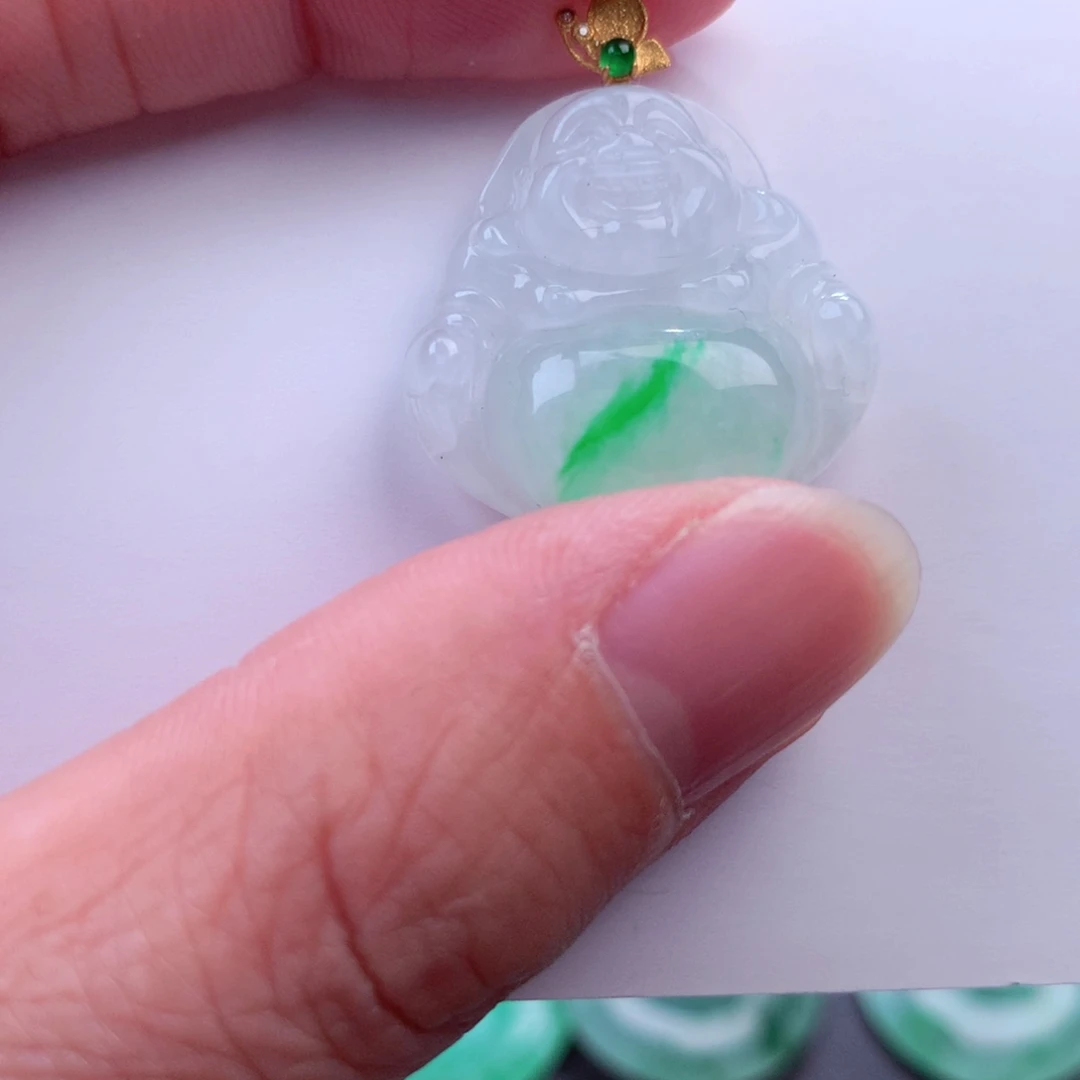 翡翠吊坠(不含链)18K金镶嵌