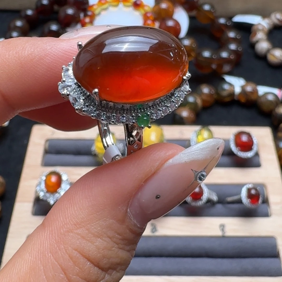 未镶嵌琥珀珠宝奇石戒指