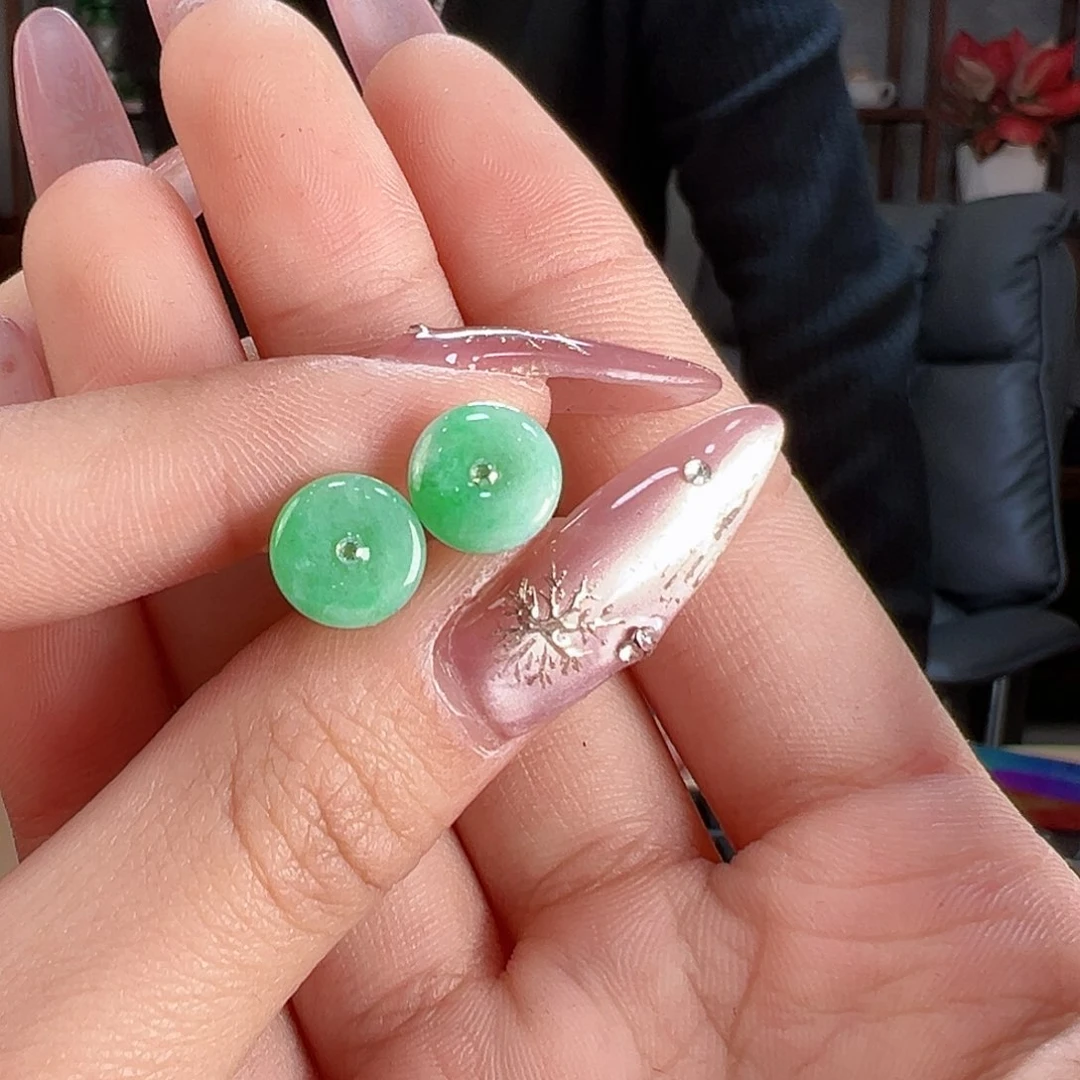 翡翠耳饰18K金镶嵌耳环11