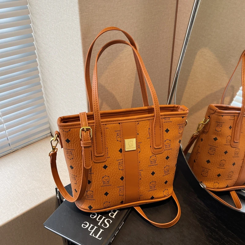 【A-2】托特包时尚大容量洋气印花手提包2025新款可爱小熊单肩包