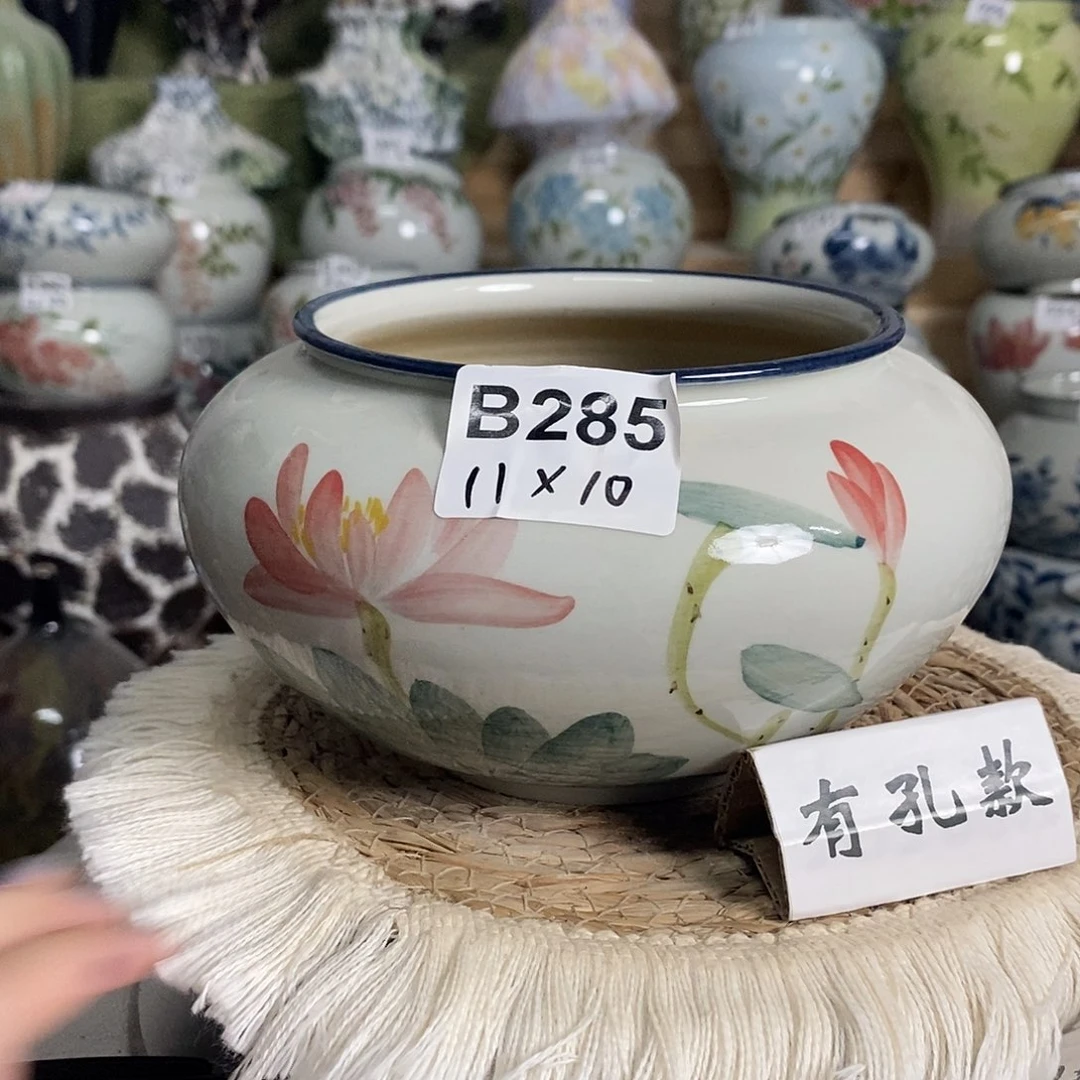 景德镇手工高温陶瓷花盆B285