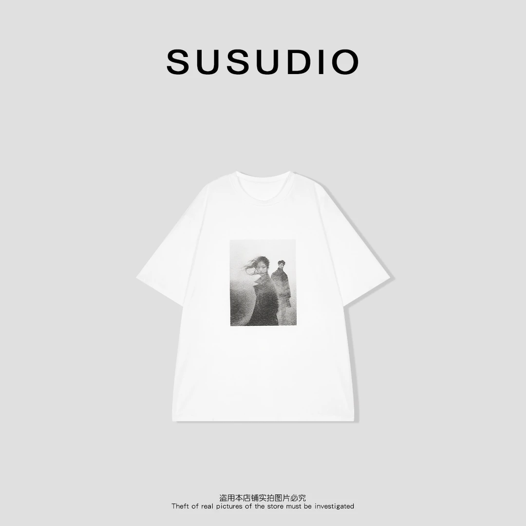 SUSUDIO③ 春夏美式复古人像印花宽松显瘦短袖T恤10193