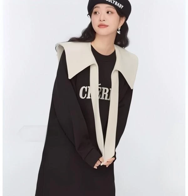 大码孕妇甜美百搭减龄娃娃领小个子高个打底外穿中长款连衣裙1897