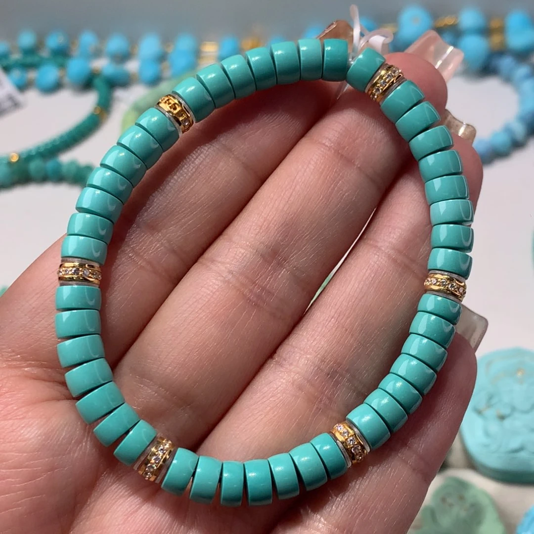 绿松石珠宝奇石未镶嵌精品直切