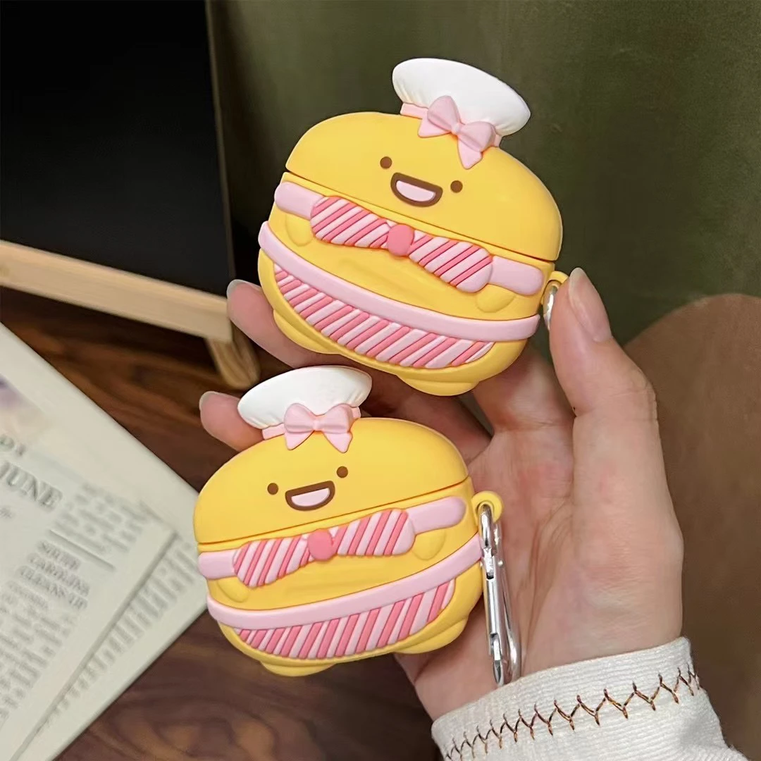 可爱厨师蛋黄AirPods4代耳机壳pro2苹果无线蓝牙耳机套3代硅胶新