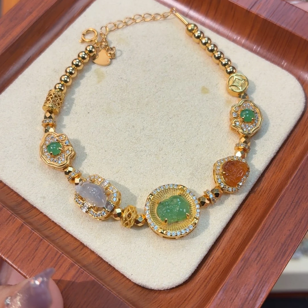 翡翠银S925镶嵌颈饰手链